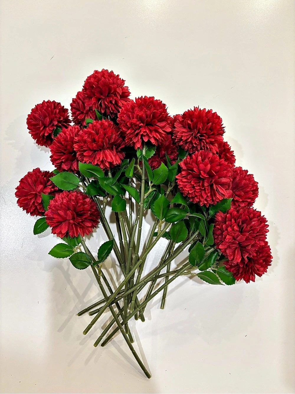 Red Faux Chrysanthemum Flower Stems Set of 18 Bouquet Decor Wreath Making